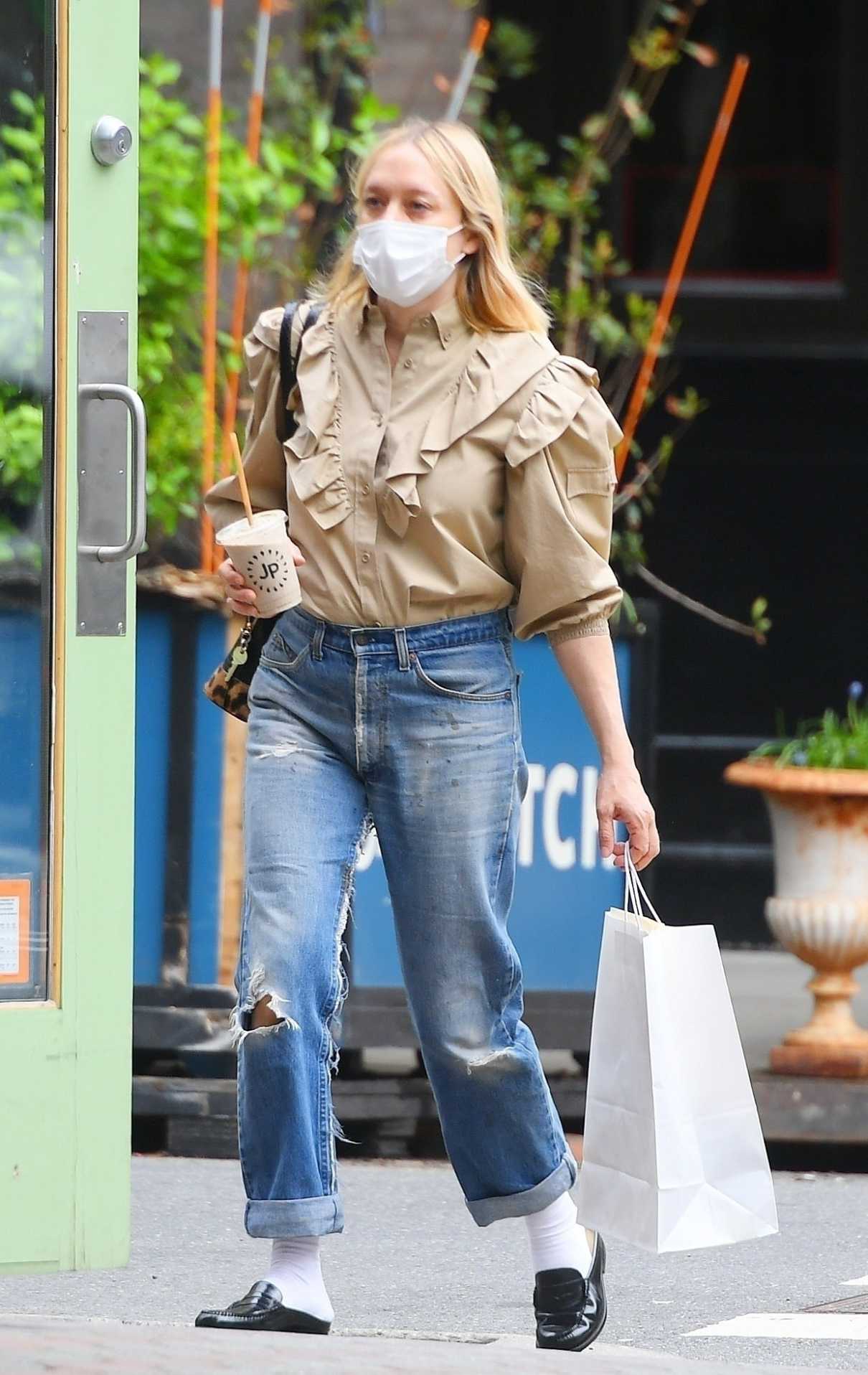 Chloe Sevigny in a Beige Blouse Steps Out with Sinisa Mackovic and Son ...
