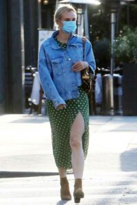 Diane Kruger in a Green Polka Dot Dress