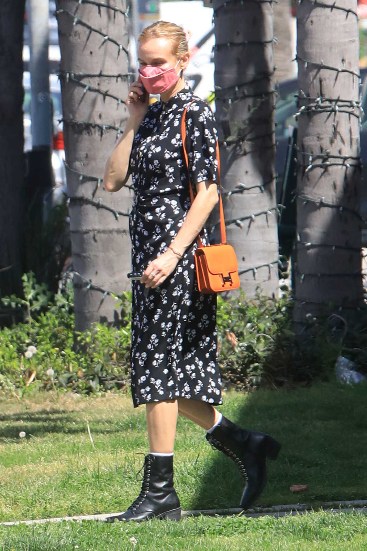 Diane Kruger in Black Floral Dress Was Seen Out in Los Angeles 04/08 ...