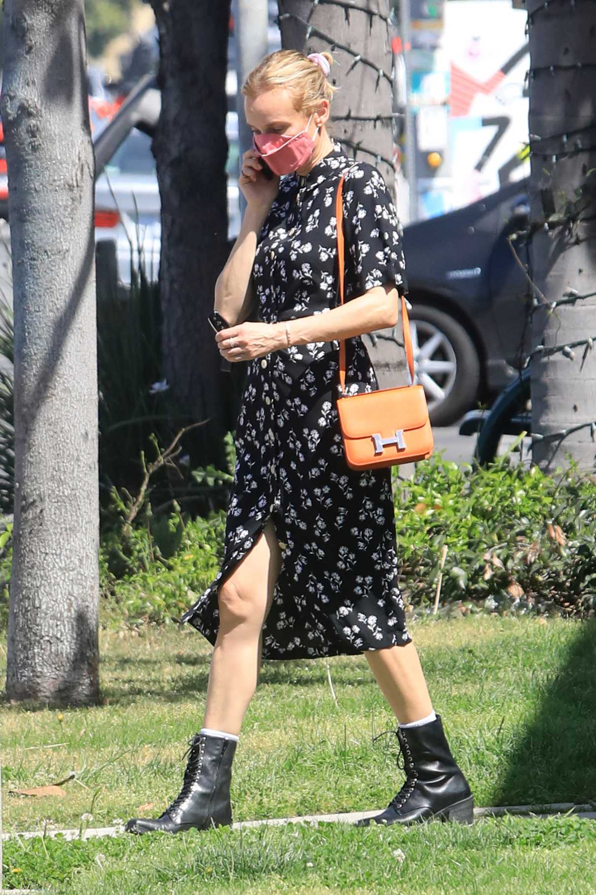 Diane Kruger in Black Floral Dress Was Seen Out in Los Angeles 04/08 ...