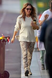 Elsa Pataky in an Animal Print Sweatpants