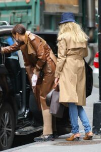 Irina Shayk in a Brown Trench Coat