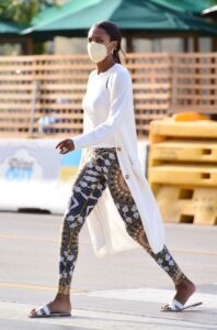 Jasmine Tookes in a White Cardigan