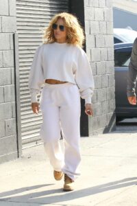 Jennifer Lopez in a White Sweatsuit