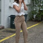 Jess Impiazzi in a White Blouse Was Seen Out  in West London 04/11/2021