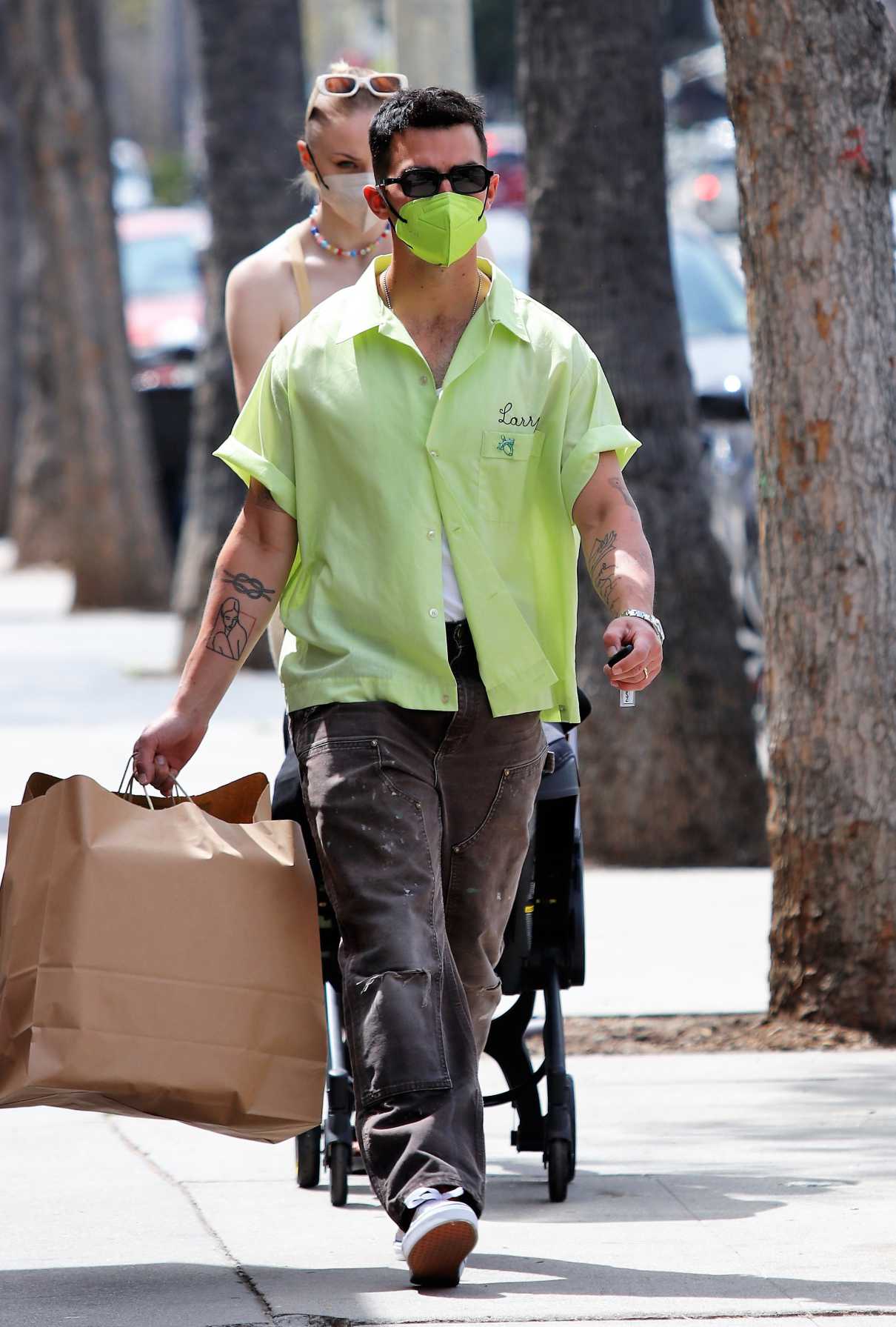 Joe Jonas in a Neon Green Shirt