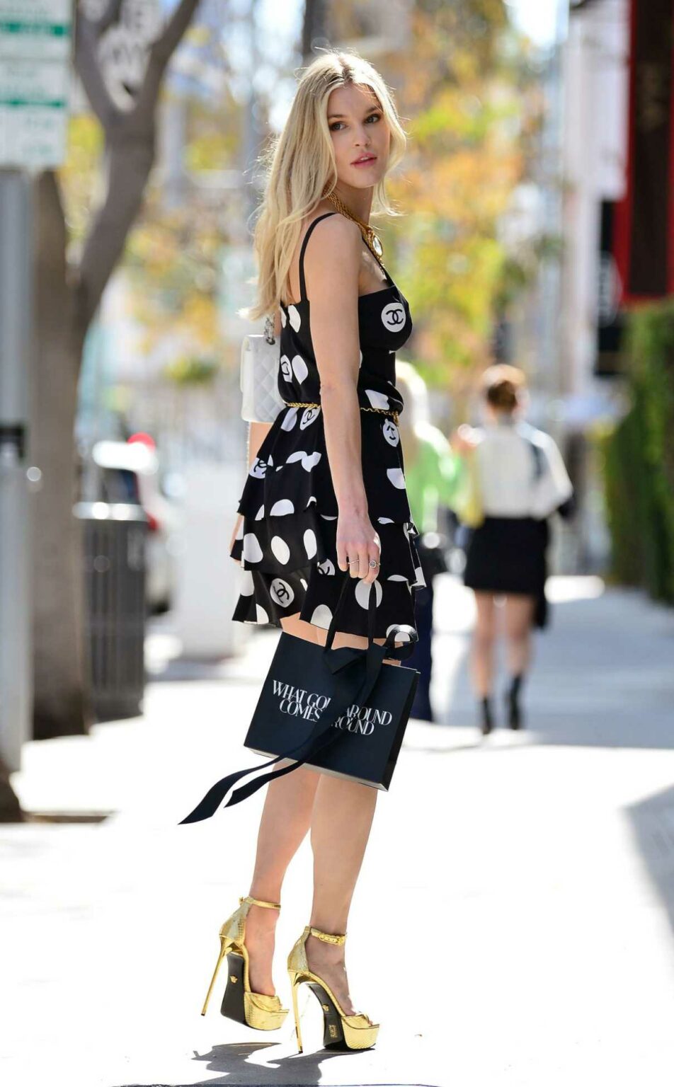 Joy Corrigan in a Black Mini Dress Was Seen Out in Los Angeles 04/13