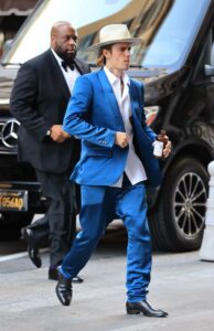 Justin Bieber in a Blue Suit