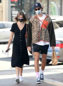 Kaia Gerber in a Black Dress