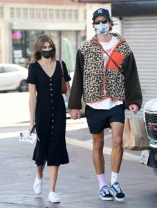 Kaia Gerber in a Black Dress