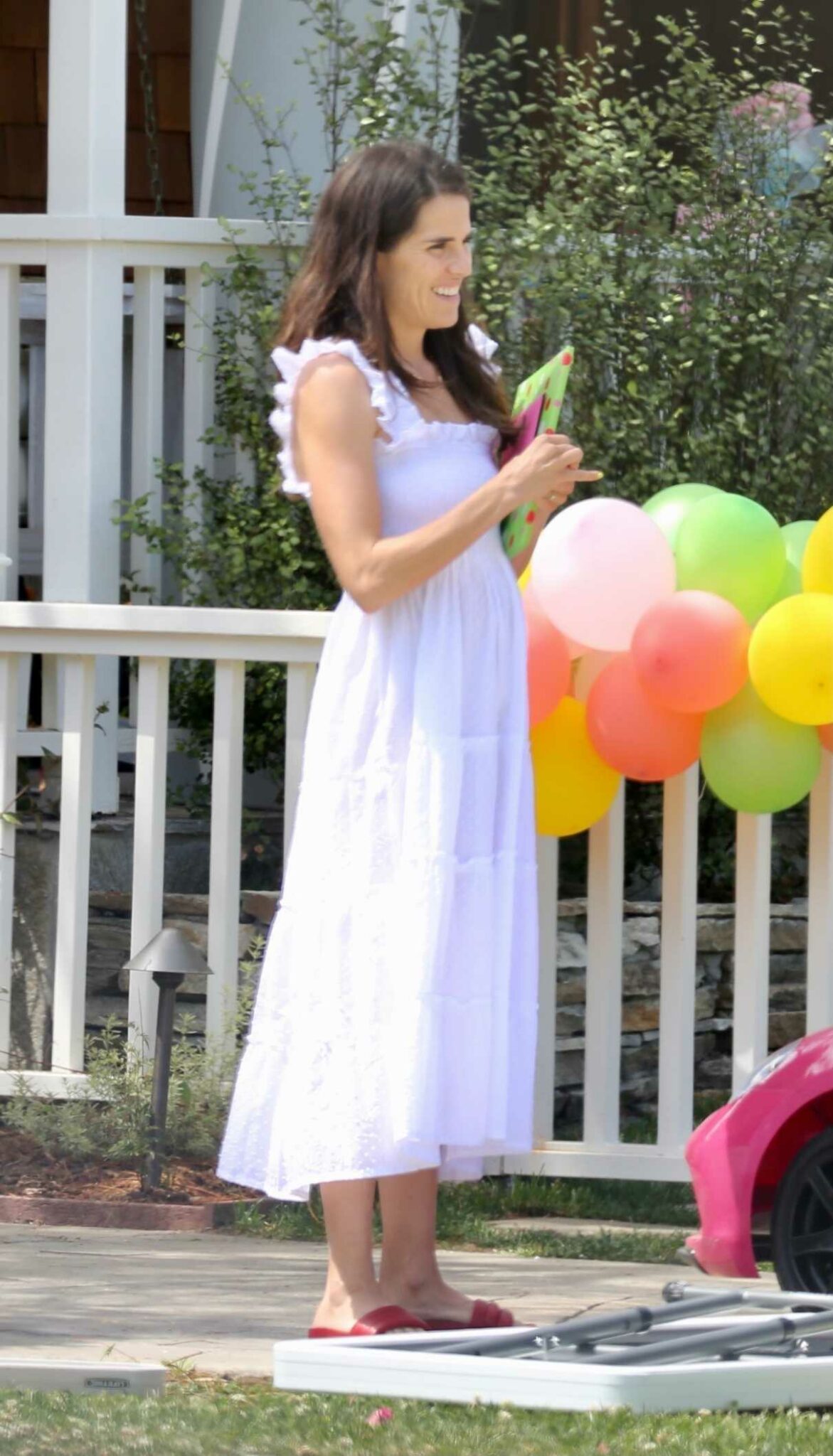 Karla Souza in a White Dress Celebrates Easter with Her Family in Los