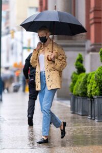 Karlie Kloss in a Black Protective Mask