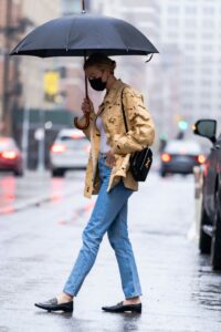 Karlie Kloss in a Black Protective Mask