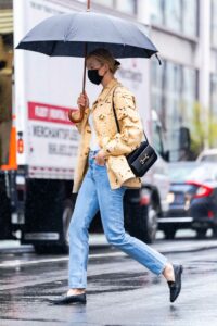 Karlie Kloss in a Black Protective Mask