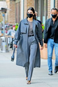 Kendall Jenner in a Grey Outfit