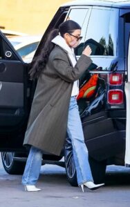 Kourtney Kardashian in a Grey Coat