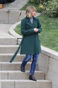 Kristen Bell in a Green Coat