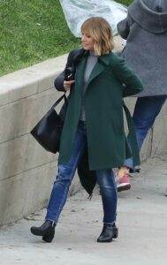 Kristen Bell in a Green Coat