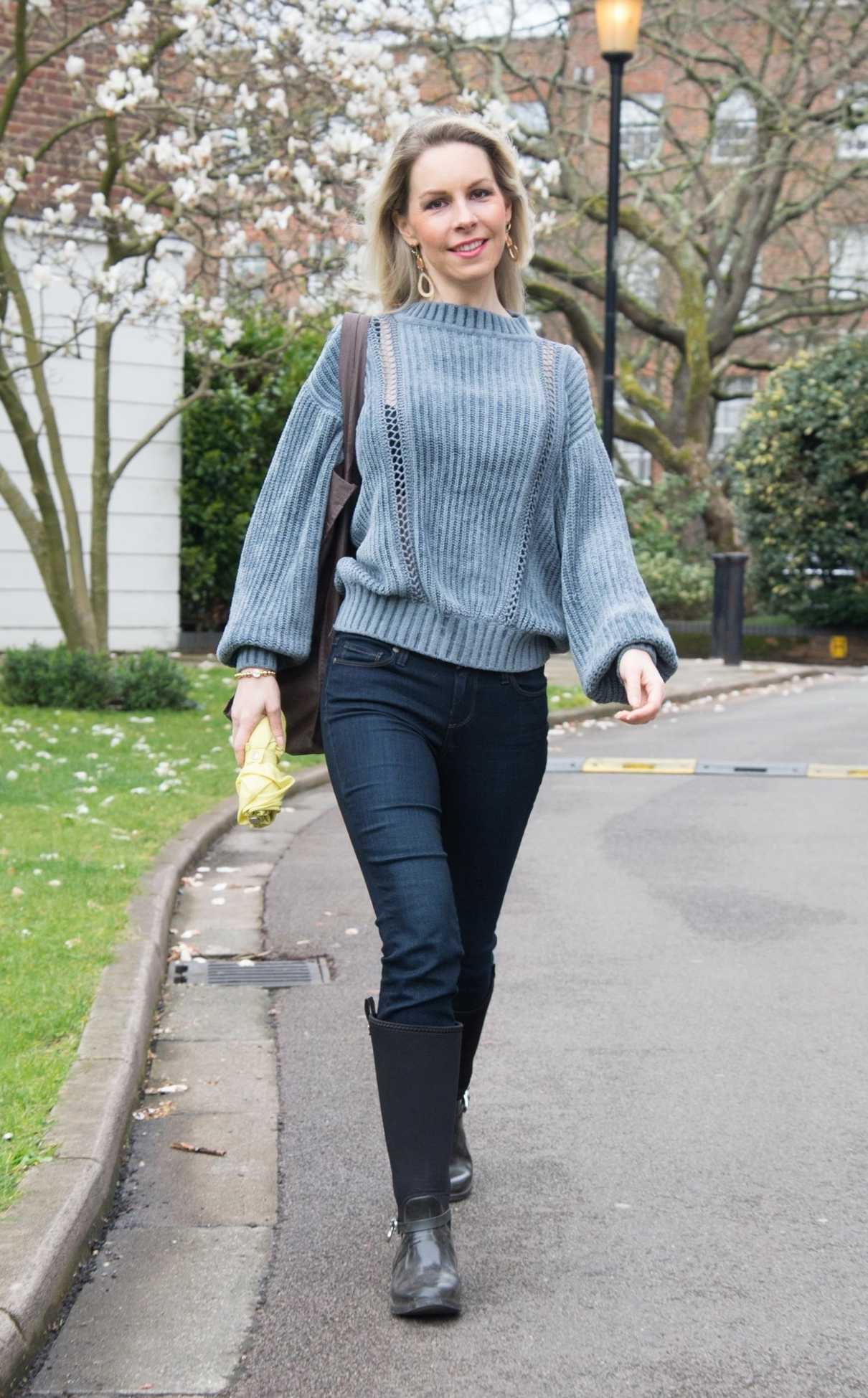 Leila Russack in a Grey Sweater