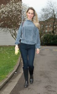 Leila Russack in a Grey Sweater