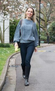 Leila Russack in a Grey Sweater