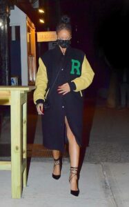 Rihanna in a Black Protective Mask