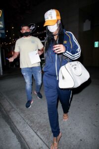 Rihanna in a Blue Adidas Tracksuit