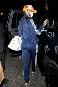 Rihanna in a Blue Adidas Tracksuit