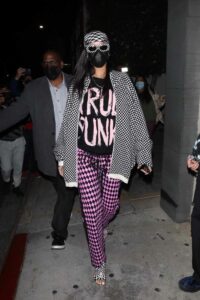 Rihanna in a Checked Cardigan