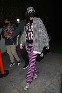 Rihanna in a Checked Cardigan
