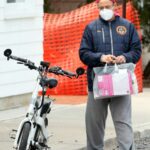 Robert Downey Jr. in a Grey Sweatpants Goes Grocery Shopping on a Bike in the Hamptons, New York 04/19/2021