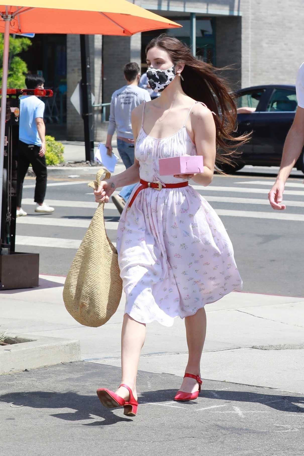 Scout Willis in a White Floral Sundress