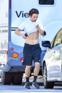 Sebastian Stan in a White Tee