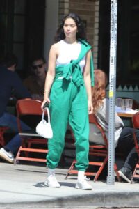 Shanina Shaik in a Green Tracksuit