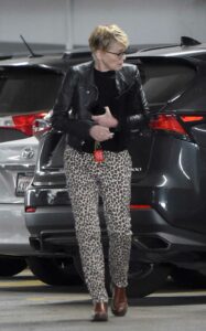 Sharon Stone in an Animal Print Pants