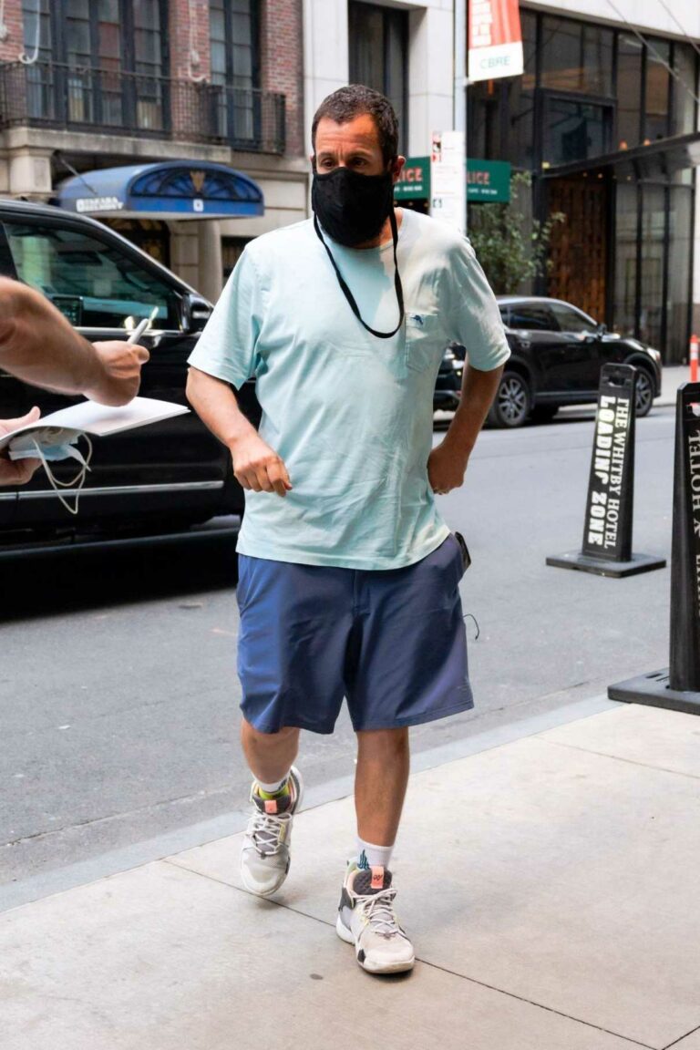 Adam Sandler in a Blue Shorts Was Seen Out in Manhattan, New York 05/04 ...