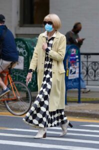 Anna Wintour in a Patterned Dress