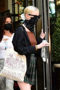 Anya Taylor-Joy in a Black Bandana as a Face Mask