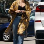 Ashlee Simpson in a Gold Cardigan Arrives at a Local Gas Station in Los Angeles 05/03/2021
