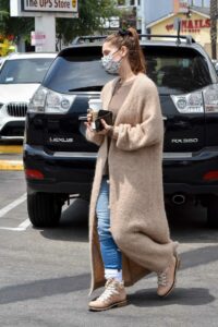 Ashley Greene in a Beige Cardigan