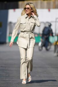 Ashley Roberts in a Beige Pantsuit