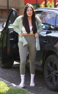 Charlotte Crosby in an Olive Leggings