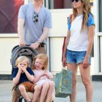 Eddie Redmayne in a Grey Tee Was Seen Out with His Wife Hannah Bagshawe and Their Kids in New York 05/27/2021