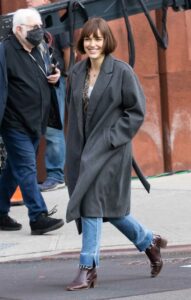 Elizabeth Henstridge in a Grey Coat