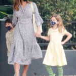 Eva Mendes in a Black Protective Mask Was Seen Out with Her Daughters in Los Feliz 05/15/2021