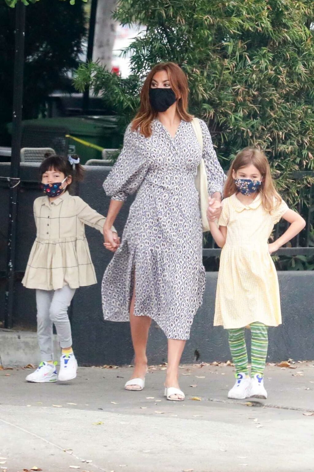 Eva Mendes in a Black Protective Mask Was Seen Out with Her Daughters