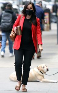 Eva Pilgrim in a Red Blazer