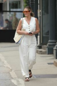 Georgina Burke in a White Outfit