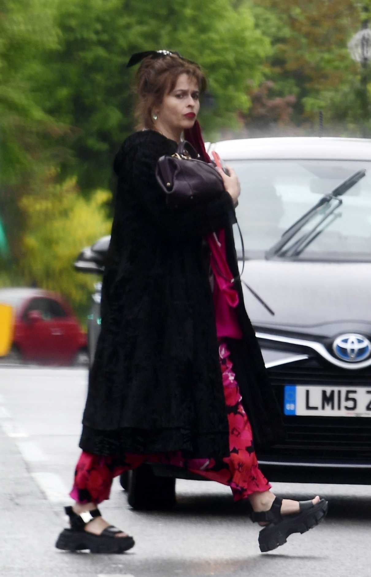Helena Bonham Carter in a Black Cardigan