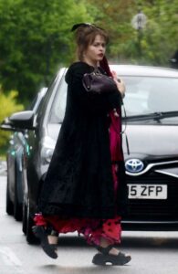 Helena Bonham Carter in a Black Cardigan
